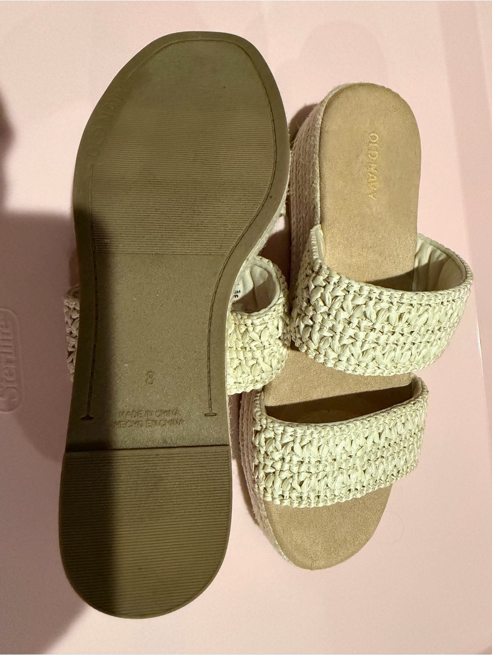 Old Navy Woven Double-Strap Platform Sandal in Cream size 8 - Picture 5 of 6